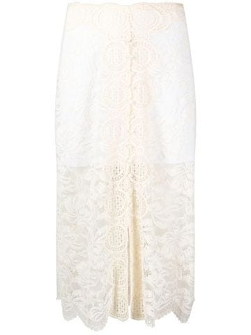 Ivory floral lace midi skirt