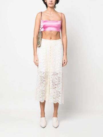Ivory floral lace midi skirt