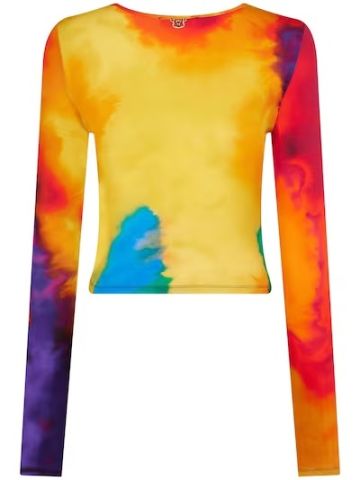 T-shirt a maniche lunghe con stampa multicolore