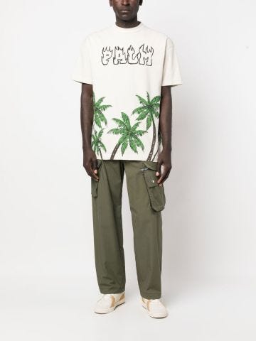 White T-shirt with palm print