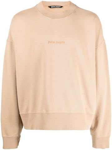 Beige round-neck sweatshirt with print