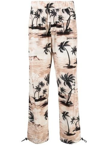 Straight trousers with palm print