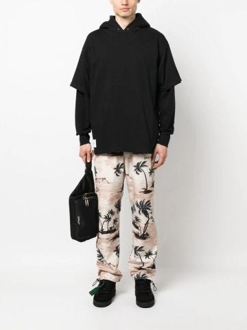Straight trousers with palm print