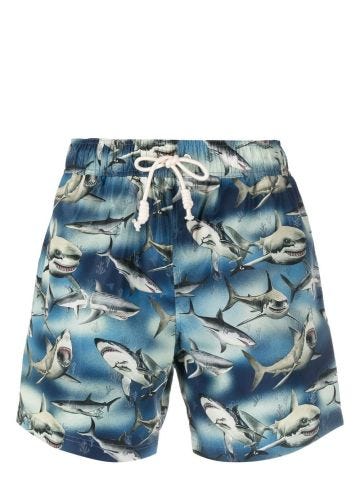 Boxer swimming costume with Sharks print