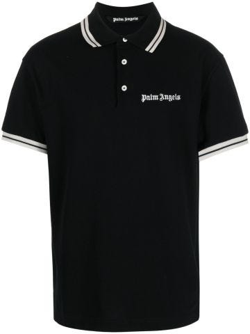 Black polo shirt with embroidery