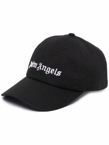 Black baseball cap with embroidered logo