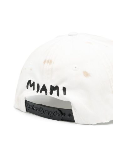 White baseball cap with print