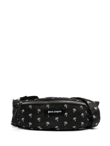 Black fanny pack with all over palm print