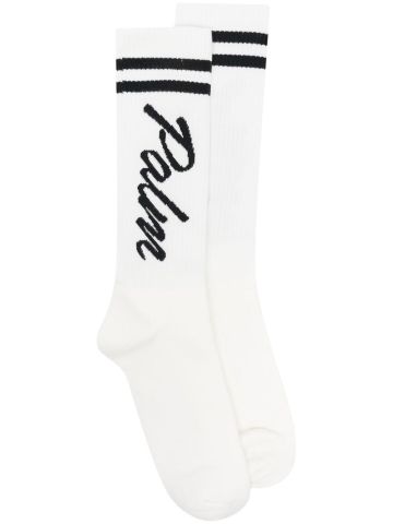 White socks with logo print