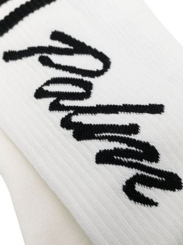 White socks with logo print