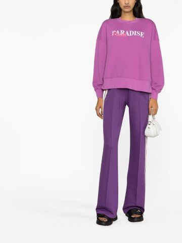 Purple sports trousers with side stripes