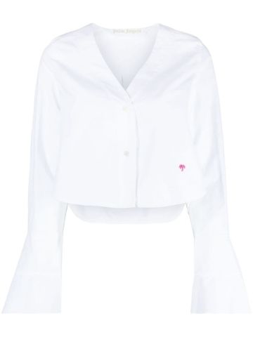 White crop shirt with embroidery
