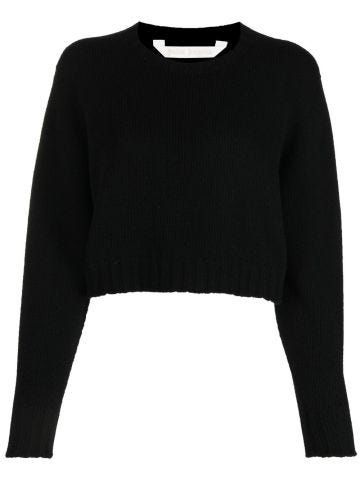 Maglione corto nero con stampa logo
