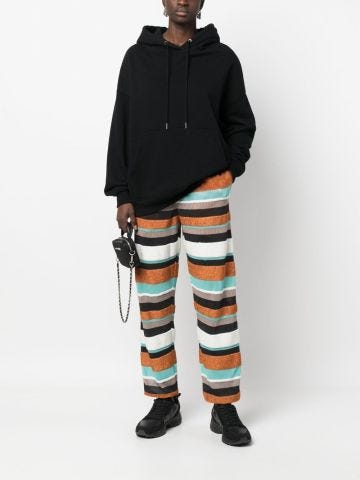 Multicoloured striped sports trousers with logo