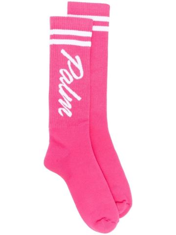 Pink socks with inlay
