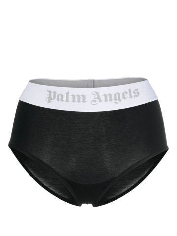 Black briefs with band and logo