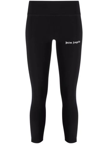 Black crop leggings with print