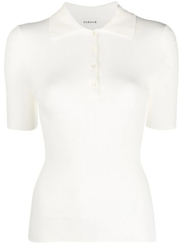 Fine-ribbed white polo shirt