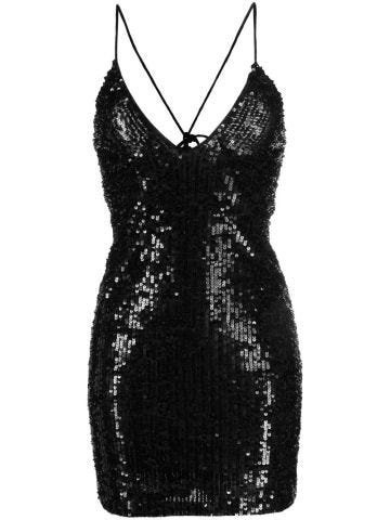 Short black dress with sequins