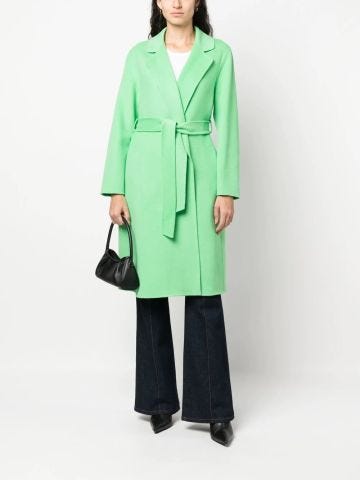 Green belted wrap-around coat