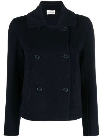 Blue double-breasted short coat