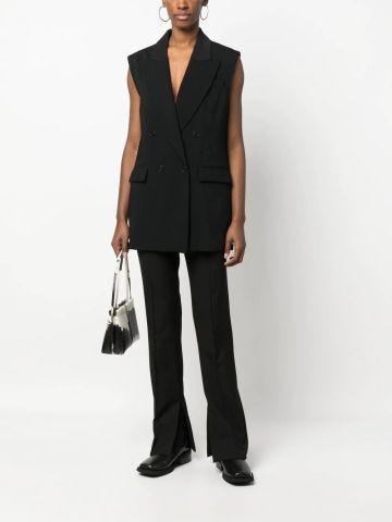 Black tailored double-breasted waistcoat