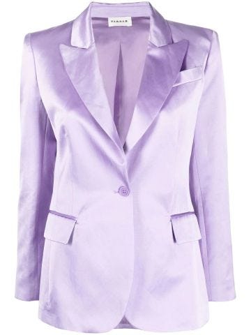 Satin-finish lilac single-breasted blazer