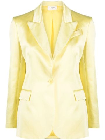 Satin yellow single-breasted blazer