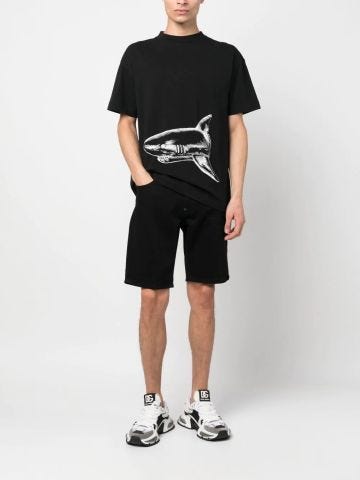 Black denim bermuda shorts with medium waist