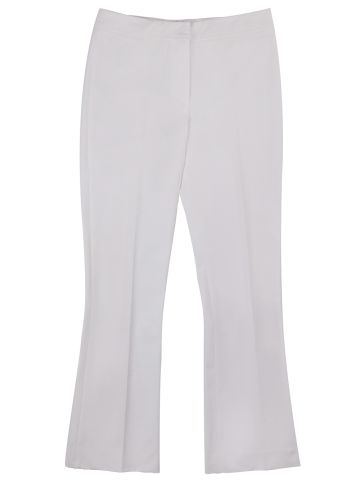 White flared crop trousers