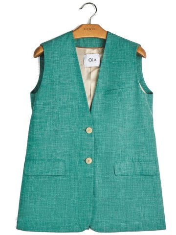 Green waistcoat with v-neck