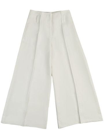 Oriana white linen wide-leg trousers