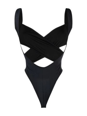 Exotica black crossover swimming costume