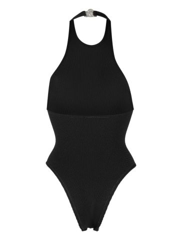 One-piece black wrinkled swimming costume Surfer