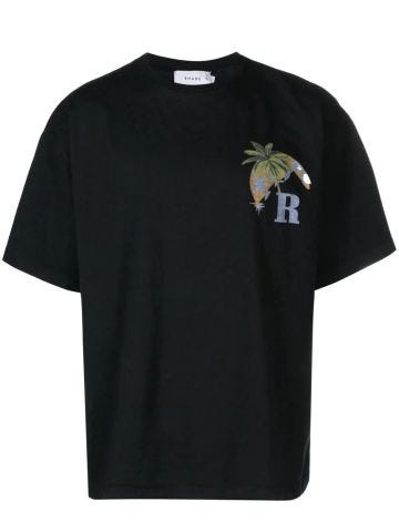 Black T-shirt Moonlight Tropics print