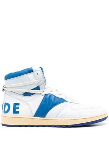 Rhecess-Hi white high trainers with blue inserts