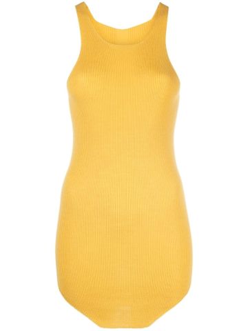 Yellow ribbed sleeveless top