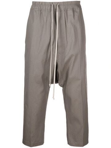 Gray crop pants with low crotch