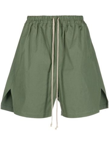 Green sports shorts with drawstring