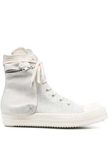 White Cargo high trainers with zip