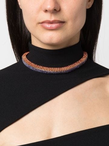 Multi-coloured Turbo choker necklace with crystals