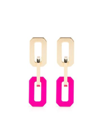 Fuchsia and gold Fluo chain earrings