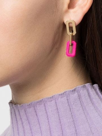 Fuchsia and gold Fluo chain earrings