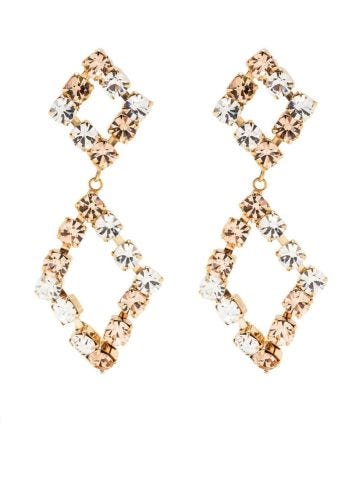 Sophia diamond earrings with gold and peach crystals
