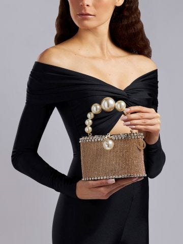 Holli Luce gold bag with pearls