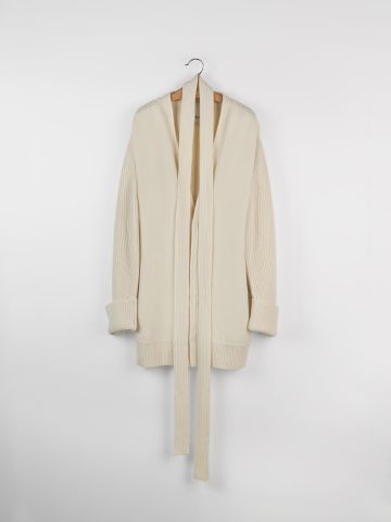 Ivory cardigan with scarf detail
