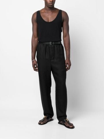 Black high-waisted tapered trousers