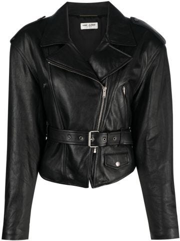 Black belted leather jacket