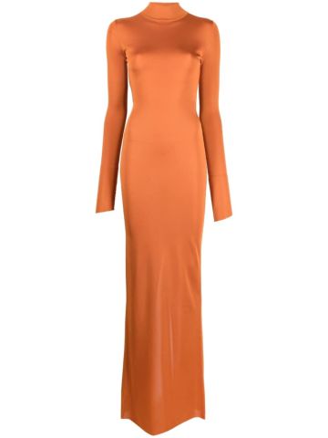 Orange high-neck long dress