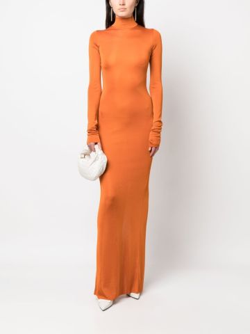Orange high-neck long dress
